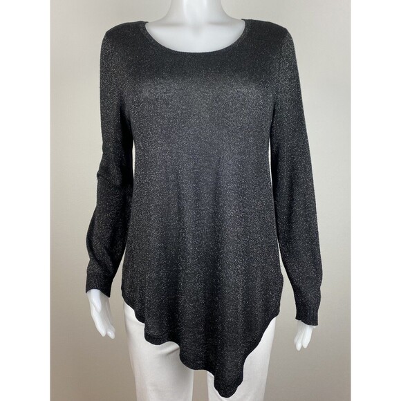 F. Joie Tunic Size L Black Long Sleeve Blouse Round Neck Top - Picture 5 of 7